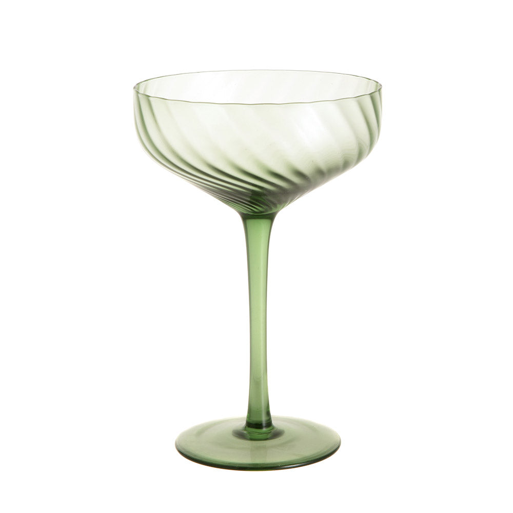 Coupe Glass Ribbed Swirl Forest