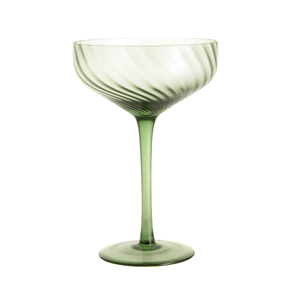 Coupe Glass Ribbed Swirl Forest