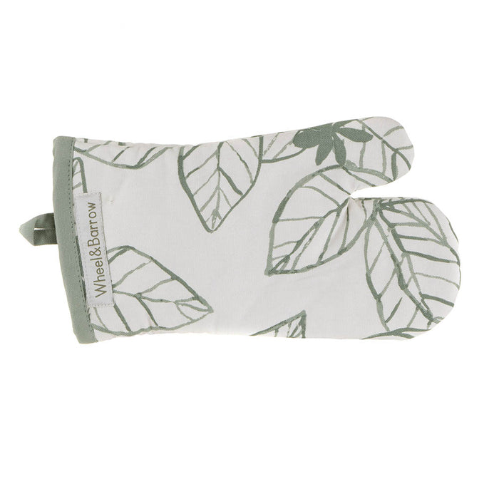 OVEN MITT Green Leaf Print