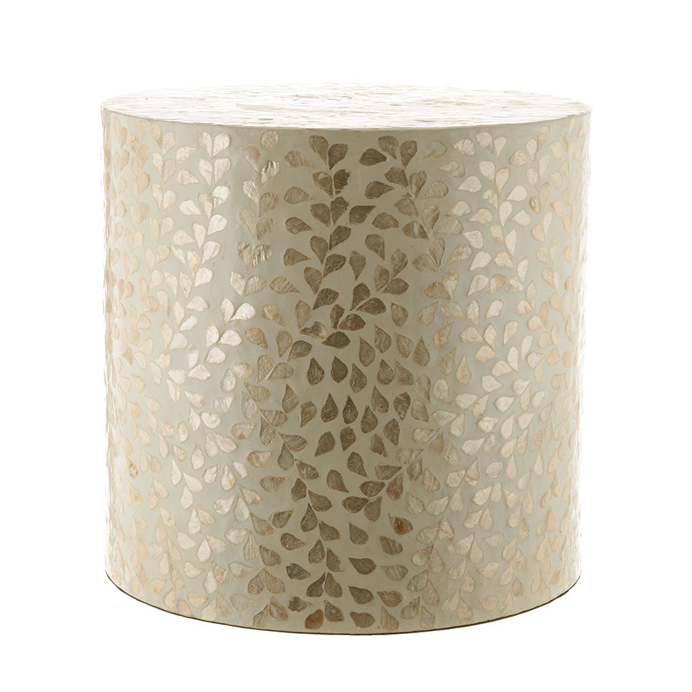Caramel & White Capiz Side Table 40x38cm