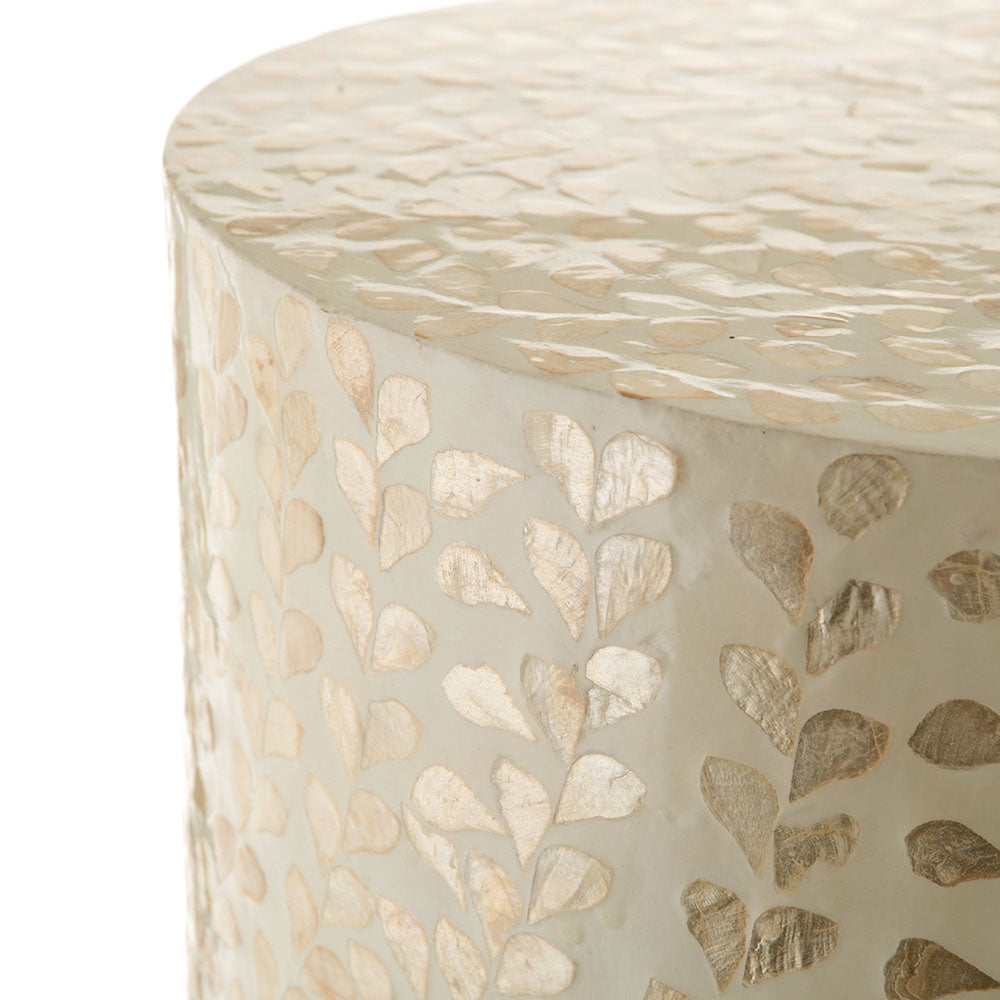 Caramel & White Capiz Side Table 40x38cm