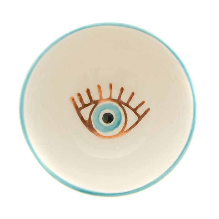 CONDIMENT BOWL Round Ceramic Evil Eye 10cm