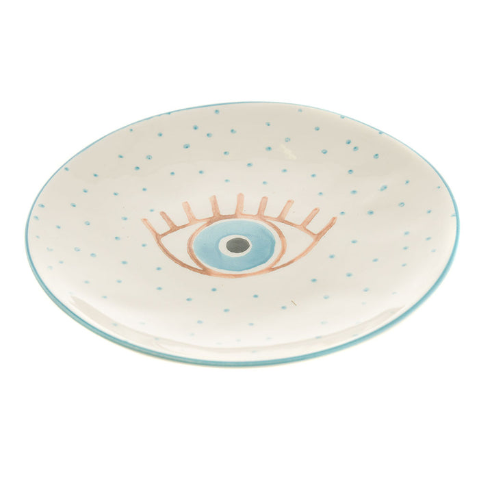 PLATE Round Ceramic Evil Eye 23cm