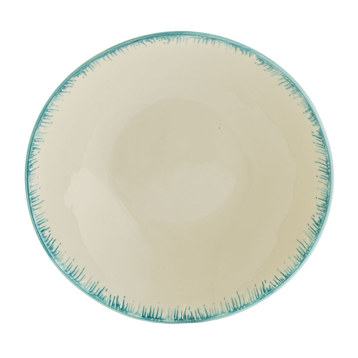 BOWL Round Ceramic Drip Edge Aqua 31x9cm