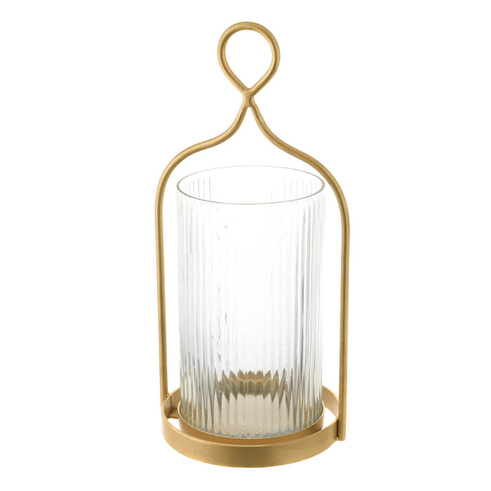 HURRICANE Metal Loop/Ribbed Glass Gold 36cm