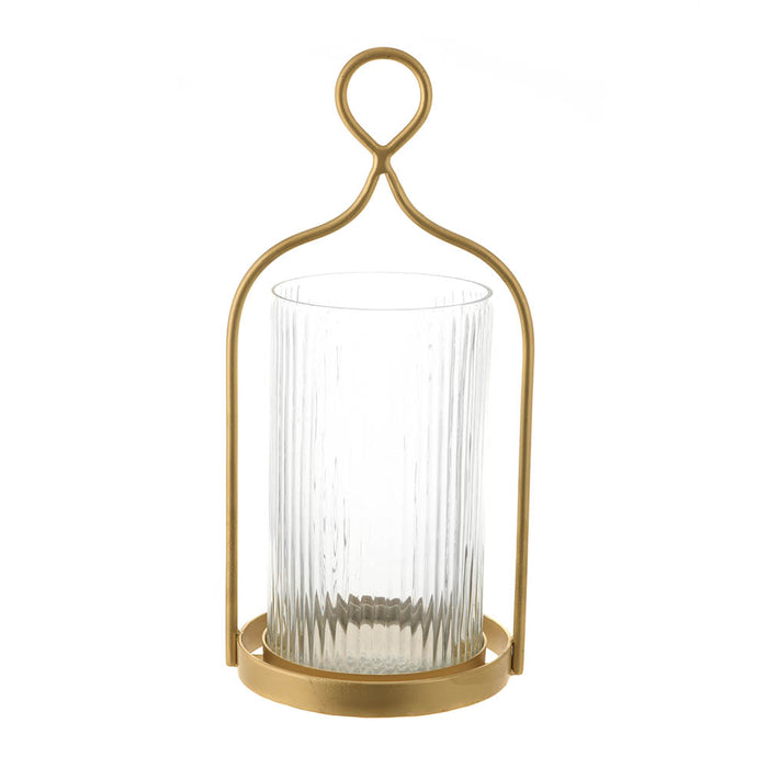 HURRICANE Metal Loop/Ribbed Glass Gold 36cm