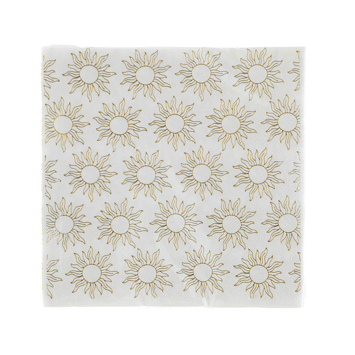 PAPER NAPKIN Gold Foil Suns 33cm Pk20