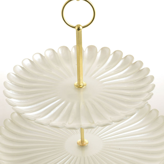 CAKE STAND 2 Tier Rola White Pearl