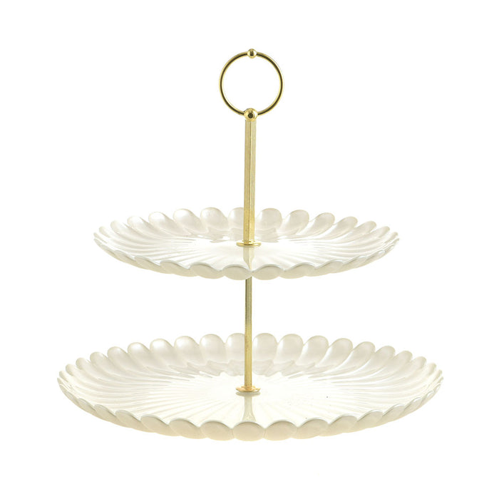 CAKE STAND 2 Tier Rola White Pearl