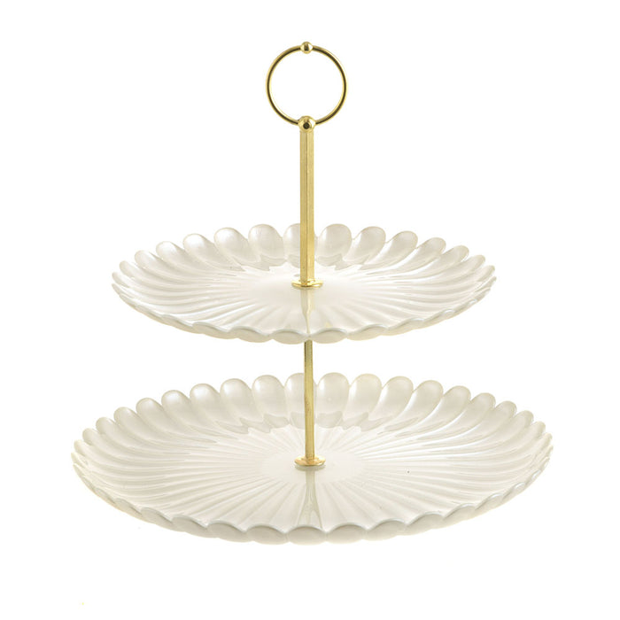 CAKE STAND 2 Tier Rola White Pearl