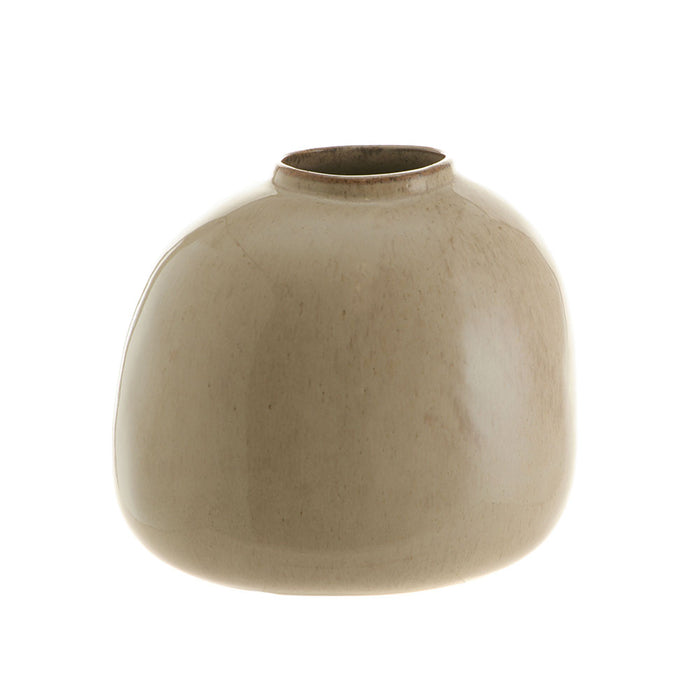 VASE with Organic Rim Reactive Tan 23x21x20cm