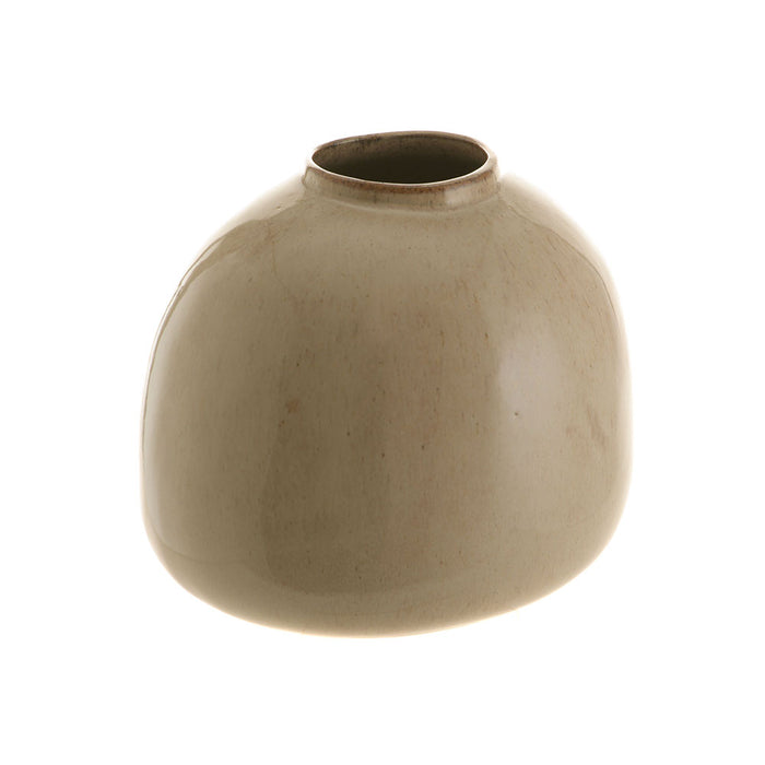 VASE with Organic Rim Reactive Tan 23x21x20cm