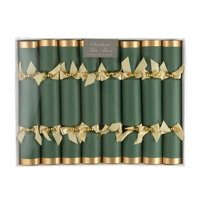 XMAS BON BONS Luxury Box 8 Matte Green with Gold Ribbon