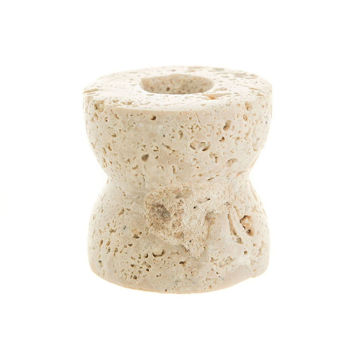 CANDLE HOLDER Beige Travertine 6x6cm