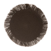 Placemat Palm Fibre Fringed Chocolate