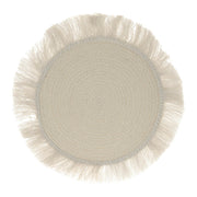 Placemat Palm Fibre Fringed White