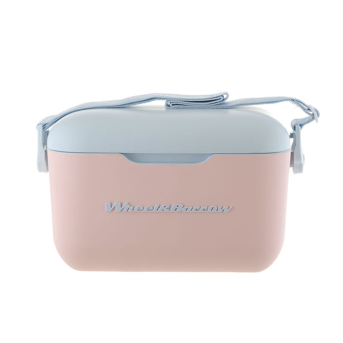 COOLER BOX with Handle & Strap  Light Pink/Light Blue