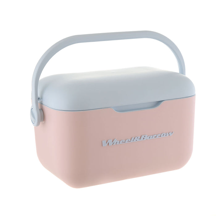 COOLER BOX with Handle & Strap  Light Pink/Light Blue