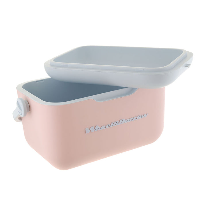 COOLER BOX with Handle & Strap  Light Pink/Light Blue