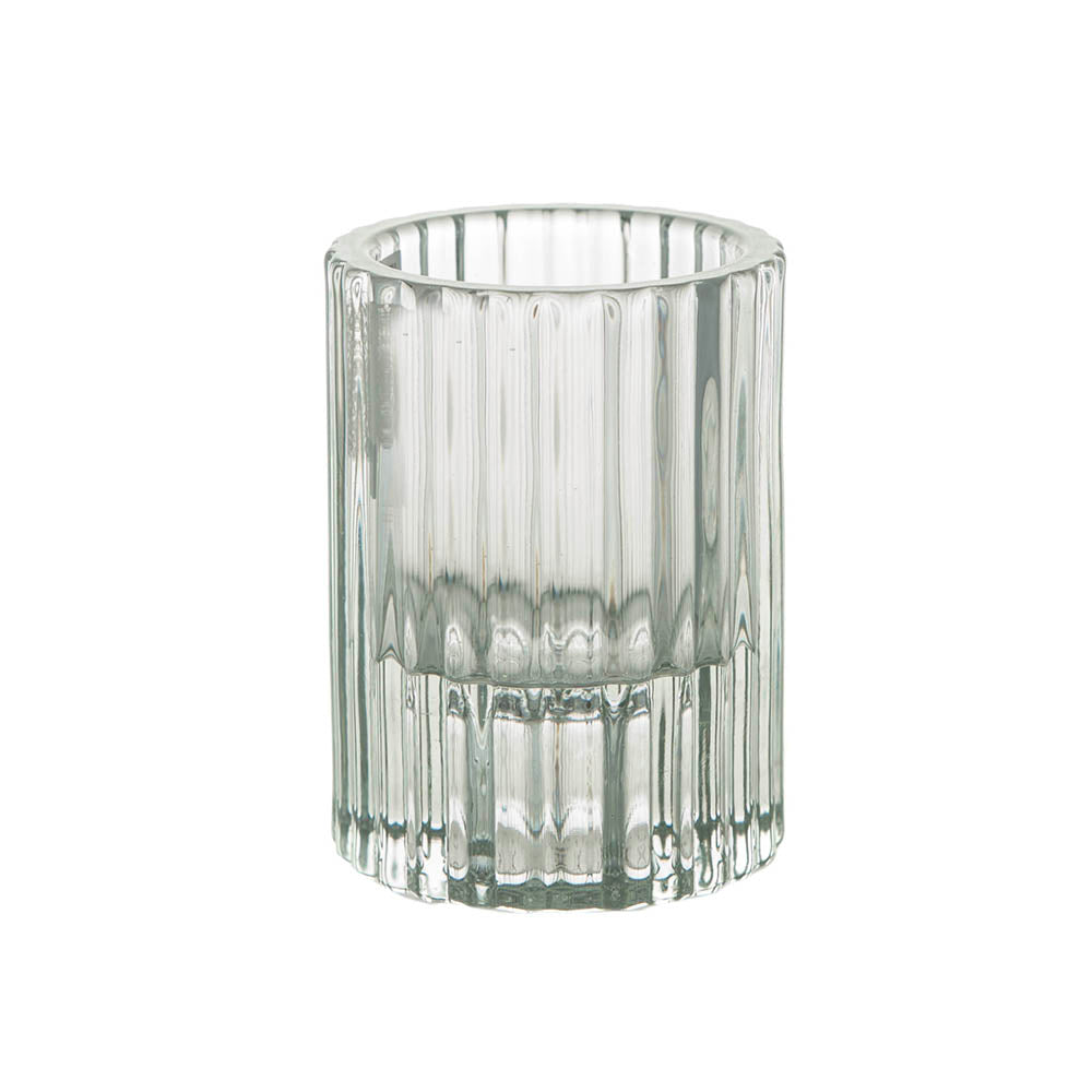 Glass Candle Holder Clear Dual