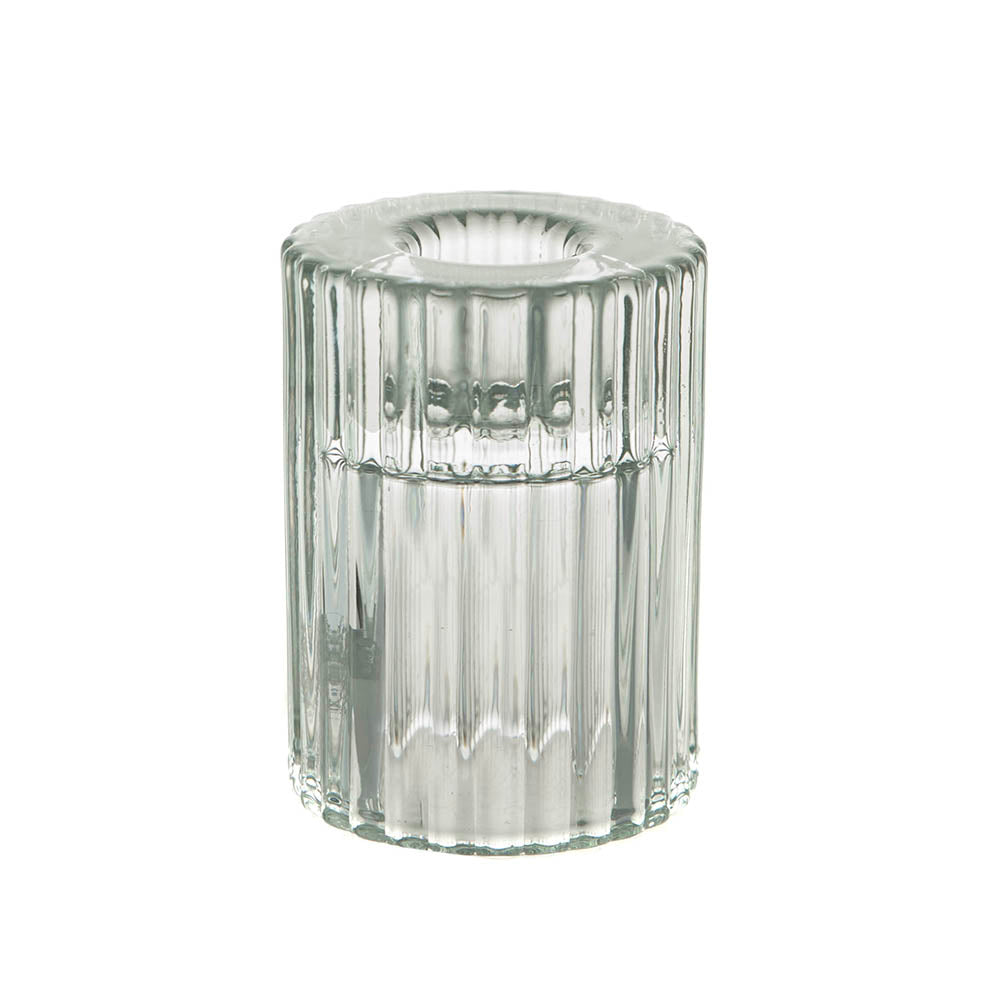 Glass Candle Holder Clear Dual