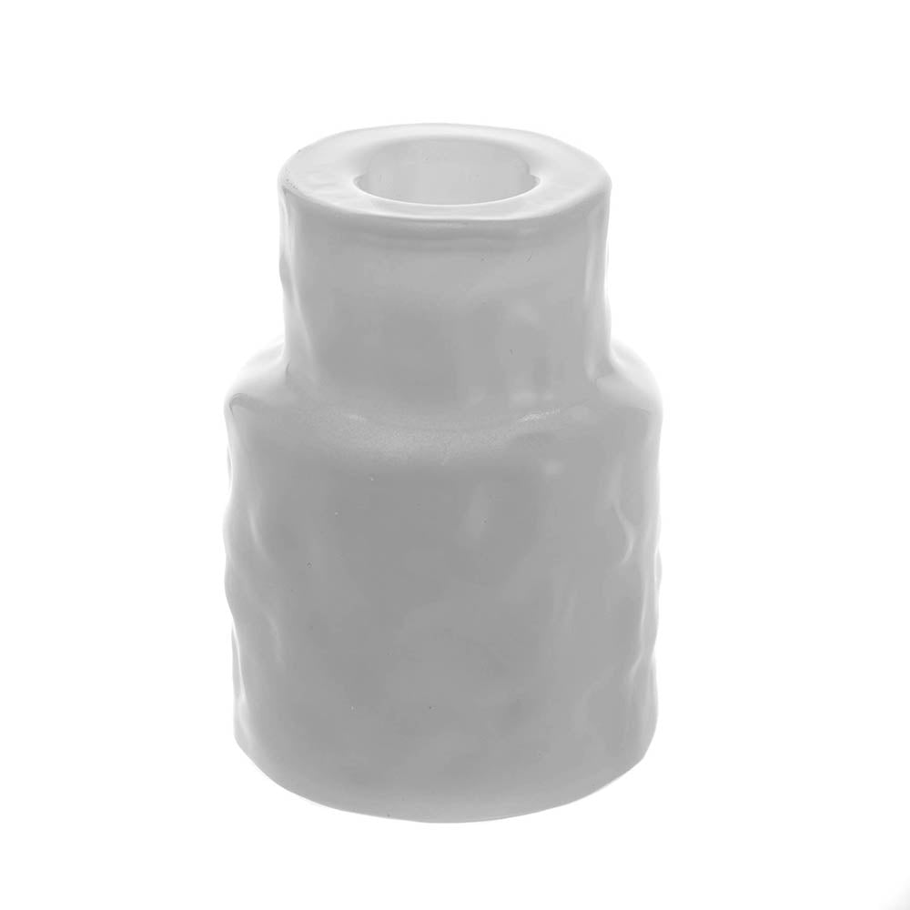 White 8cm Glass Taper Candle Holder