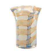 Flared Glass Vase White & Blue