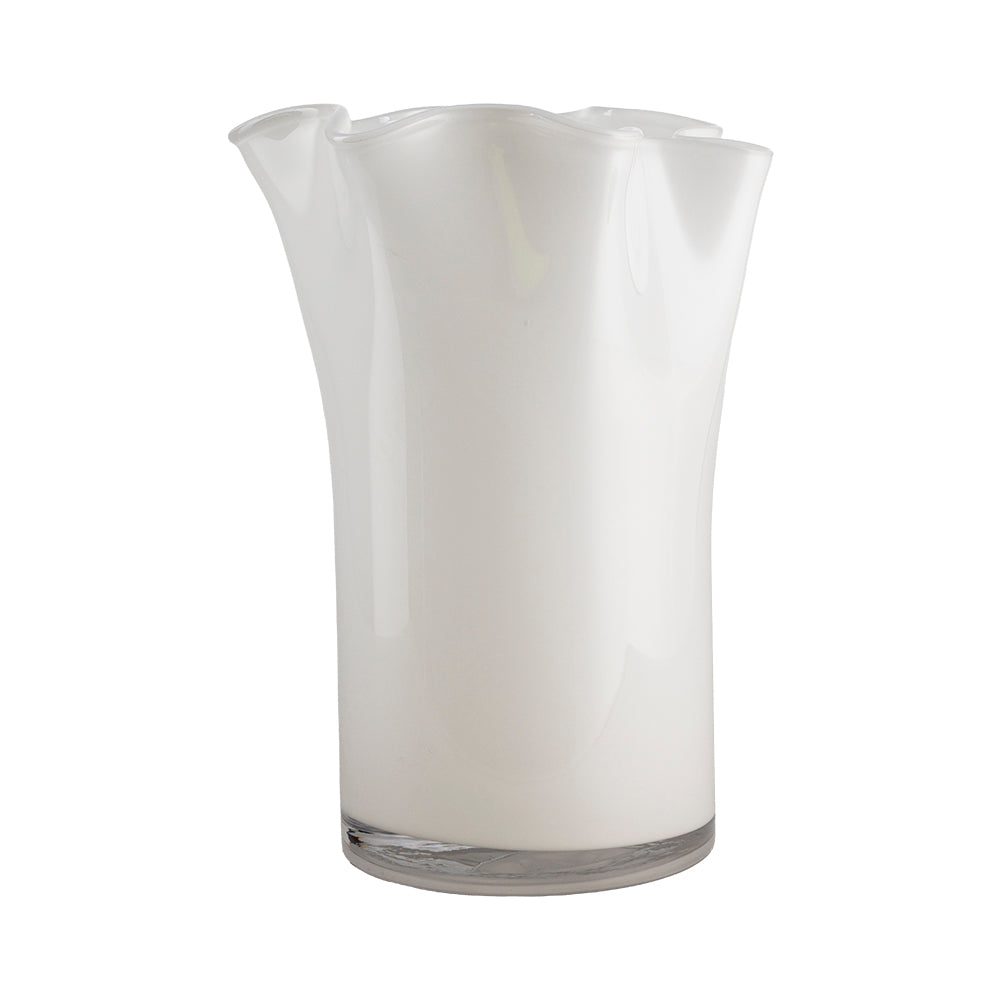 Flared Glass Vase White