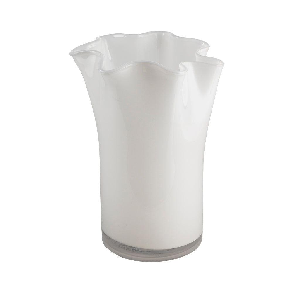 Flared Glass Vase White
