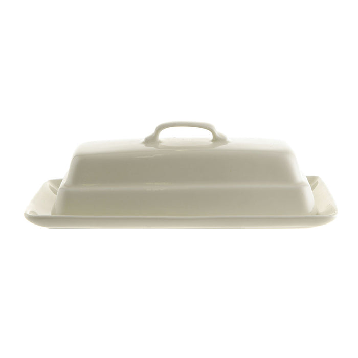 BUTTER DISH Cream Lid & Base Plate 18x9x6cm