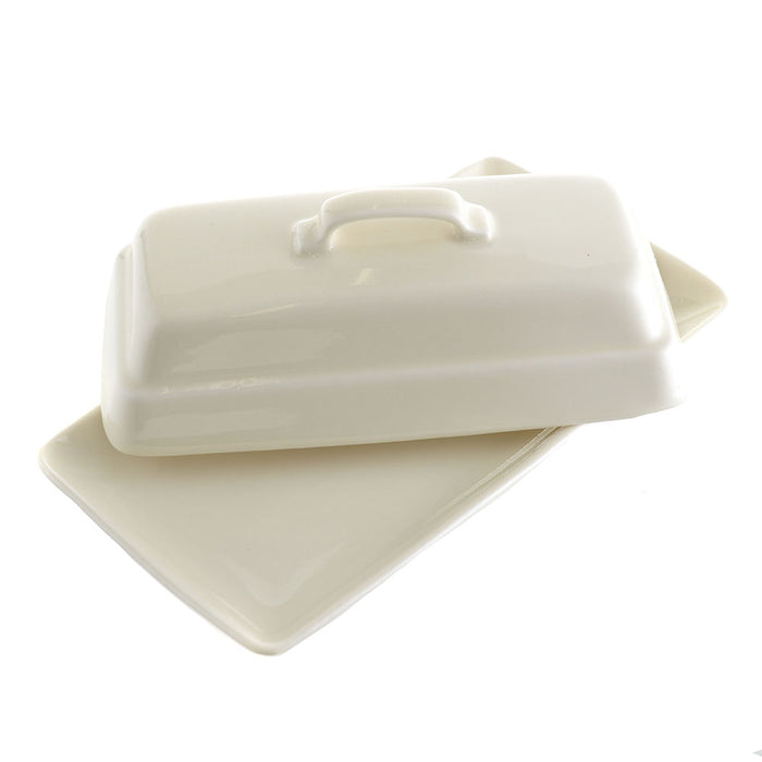 BUTTER DISH Cream Lid & Base Plate 18x9x6cm