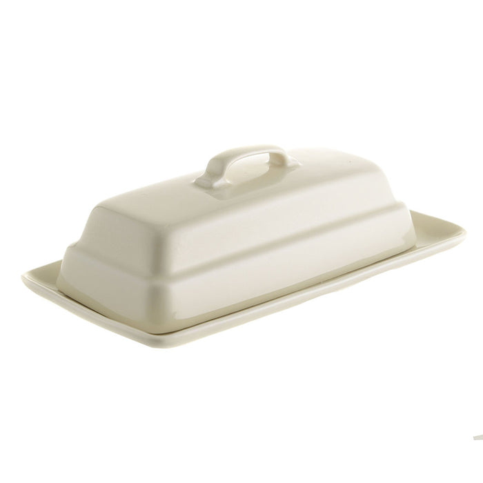 BUTTER DISH Cream Lid & Base Plate 18x9x6cm