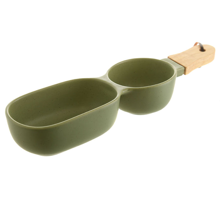 SERVER STICK Ceramic with Wood Handle Green