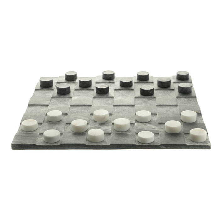Grey & White Marble Checkers 8x38cm