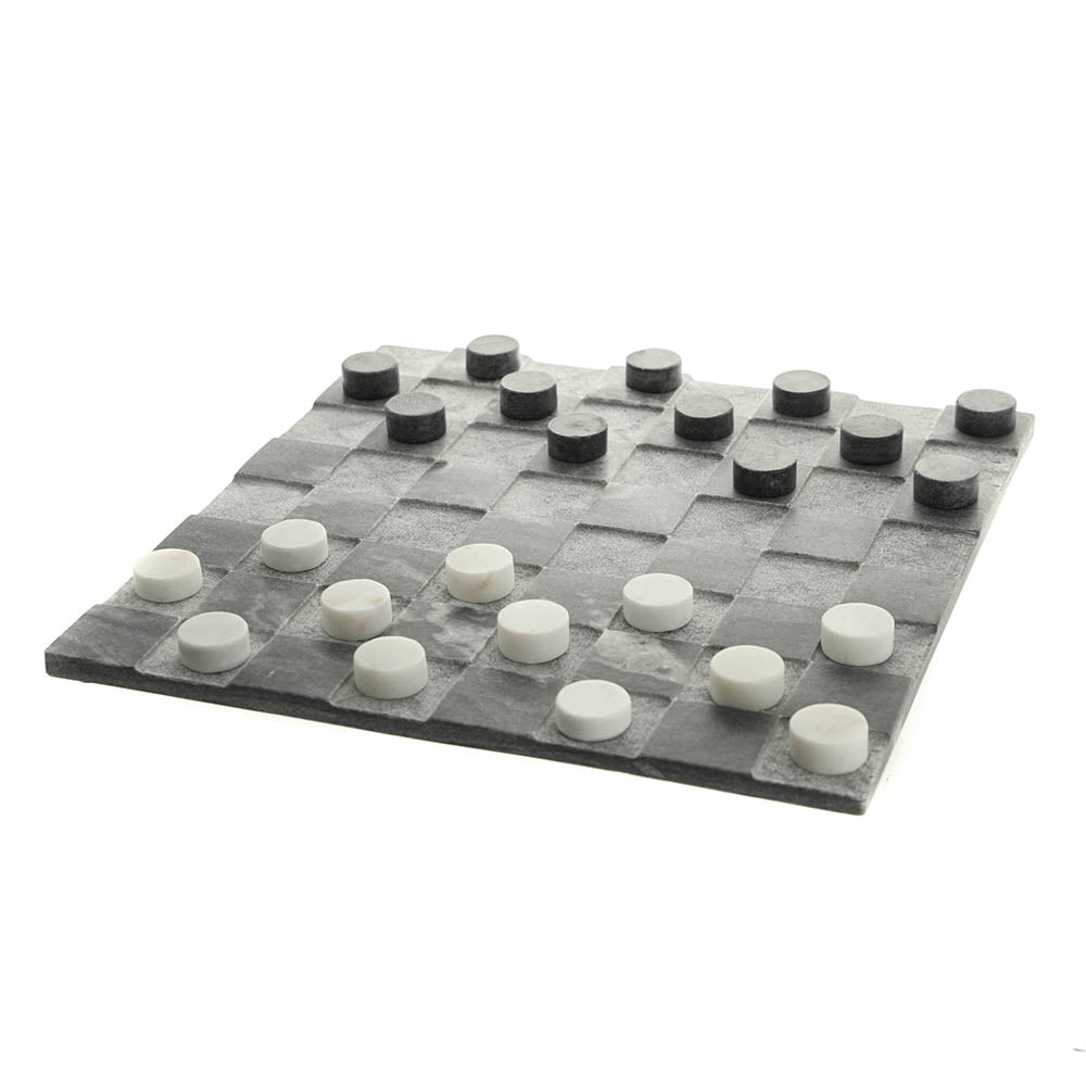 Grey & White Marble Checkers 8x38cm