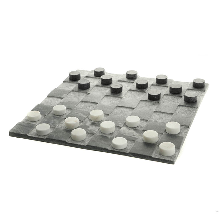 Grey & White Marble Checkers 8x38cm