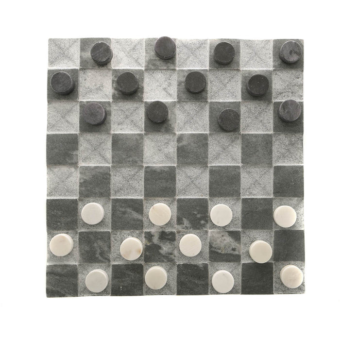 Grey & White Marble Checkers 8x38cm