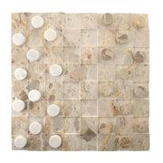 White & Brown Square 8x38cm Marble Checkers