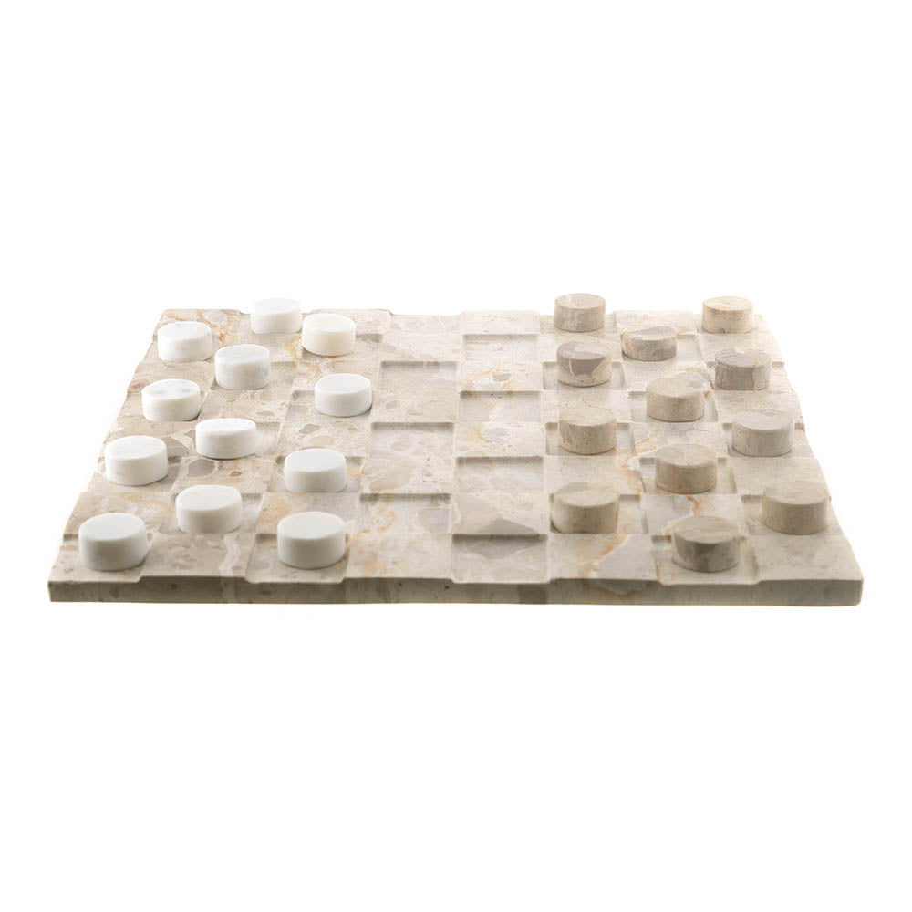 White & Brown Square 8x38cm Marble Checkers