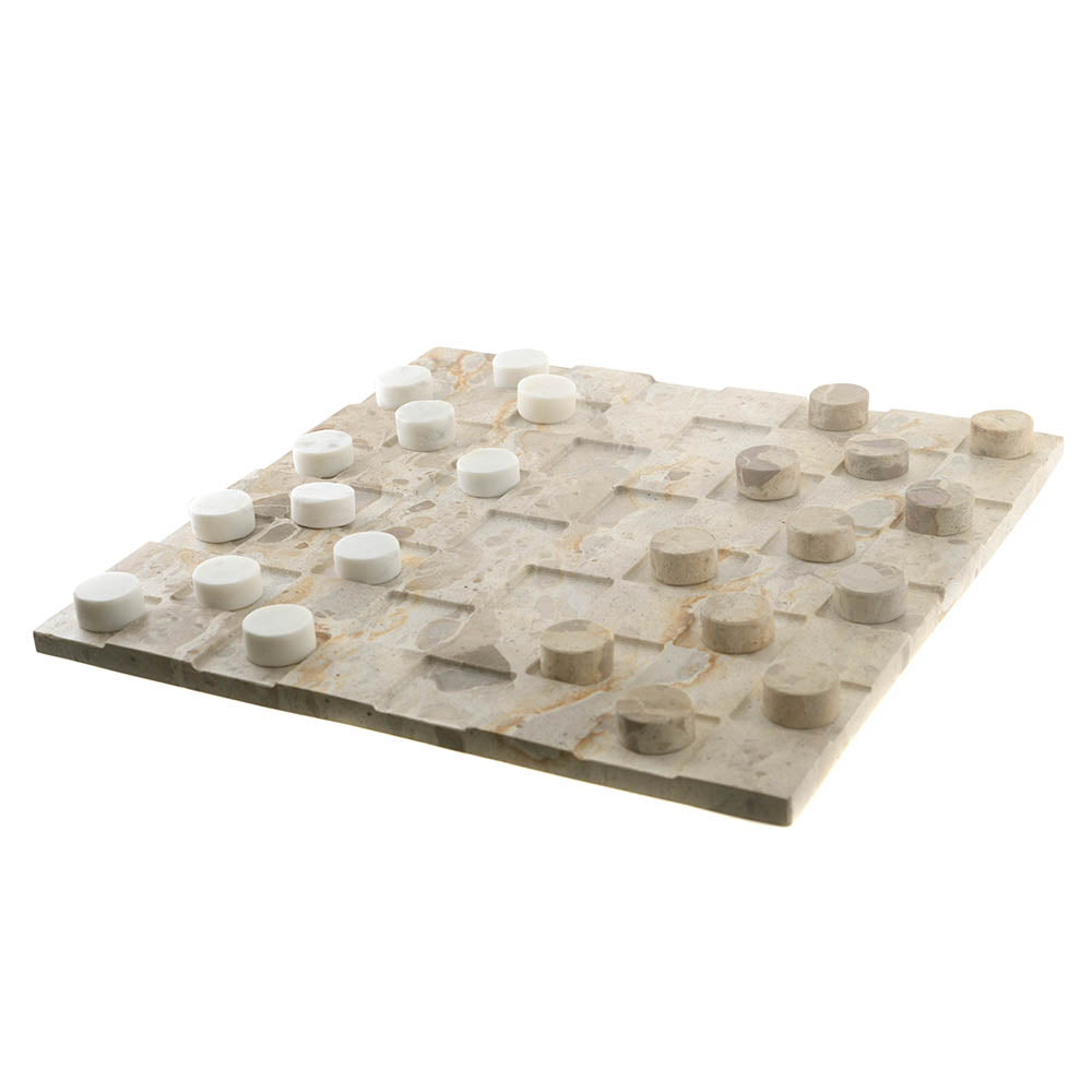 White & Brown Square 8x38cm Marble Checkers