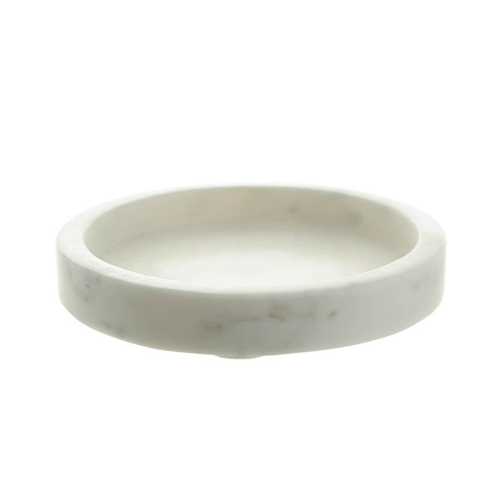 Marble White Round Tray 15x3cm