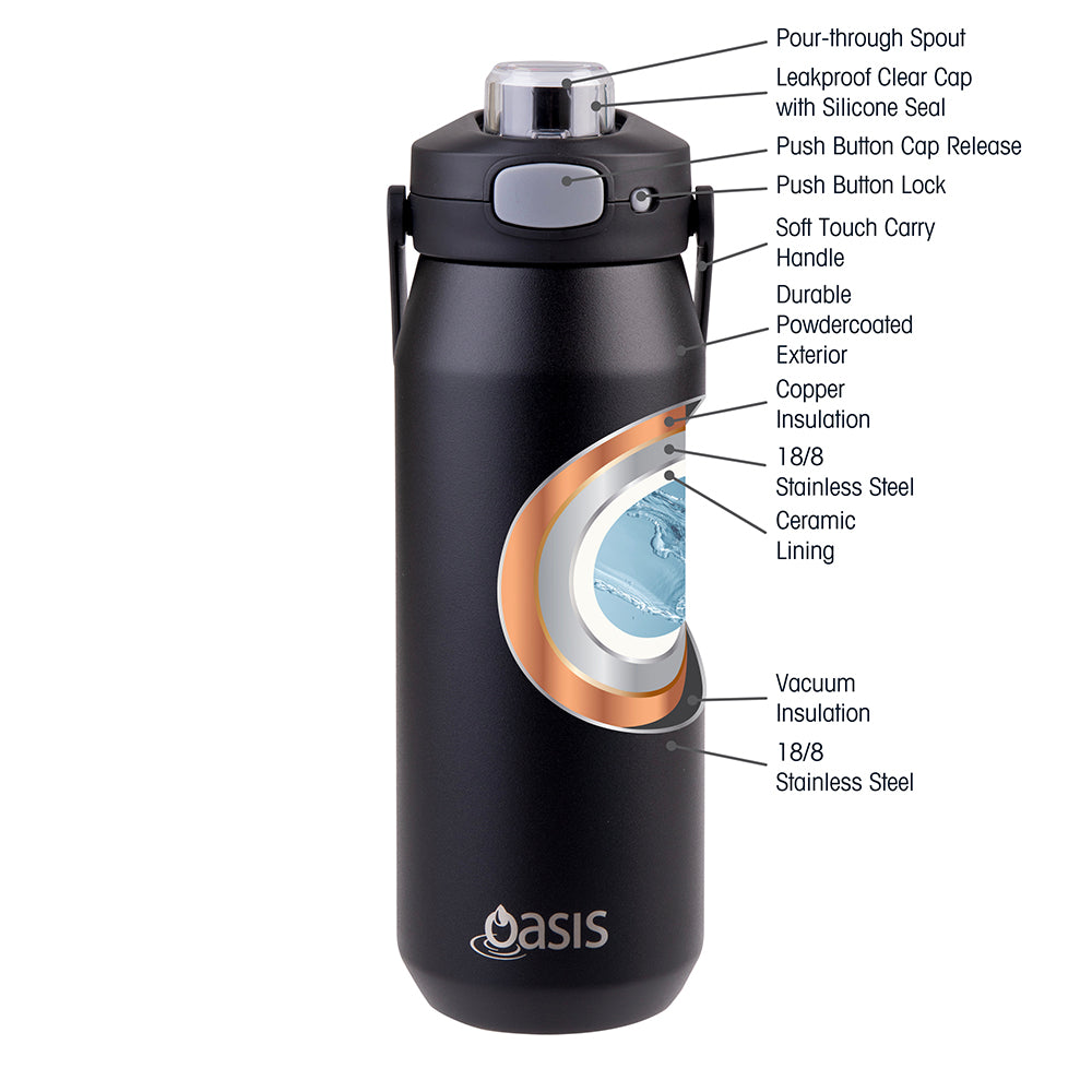 Oasis Ceramic Bottle Black
