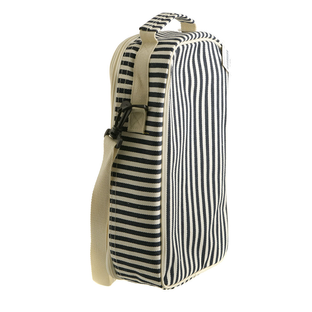Wine Bag Navy/Cream Stripe with Cream Shoulder Belt