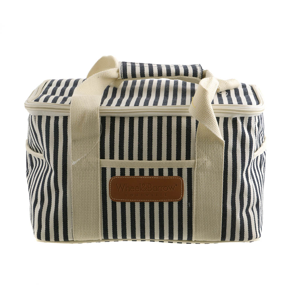 Navy & Cream Stripe Picnic Cooler Bag