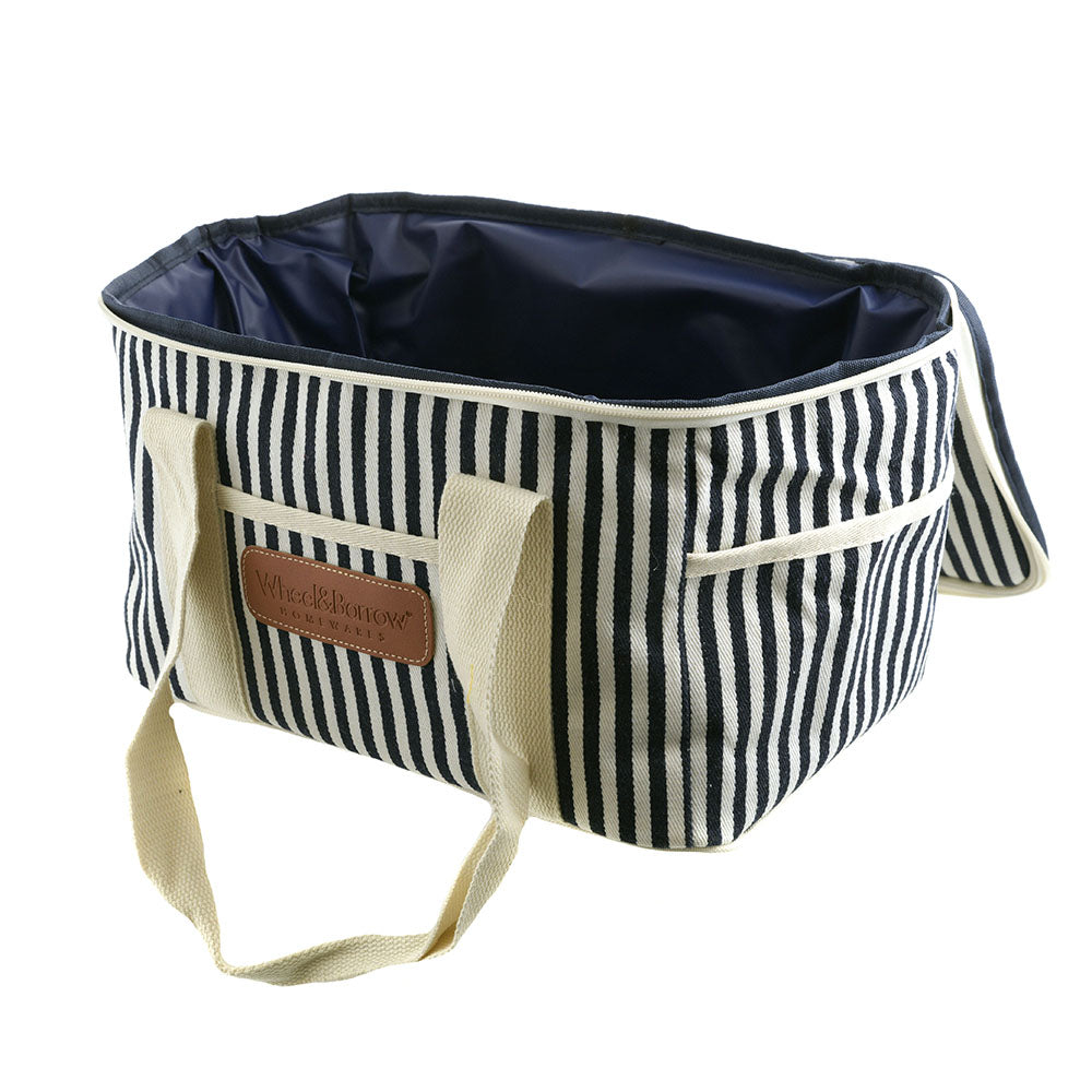Navy & Cream Stripe Picnic Cooler Bag