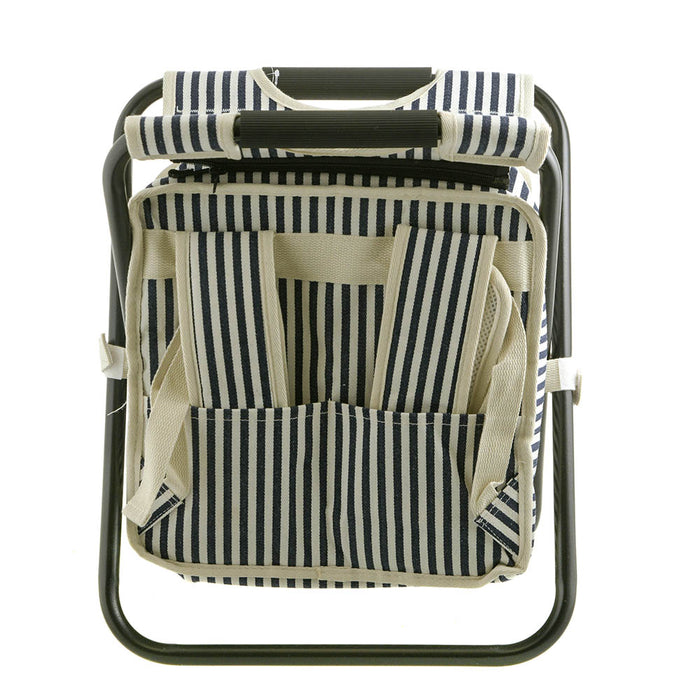 PICNIC COOLER STOOL Navy/Cream Stripe 21x10x33cm