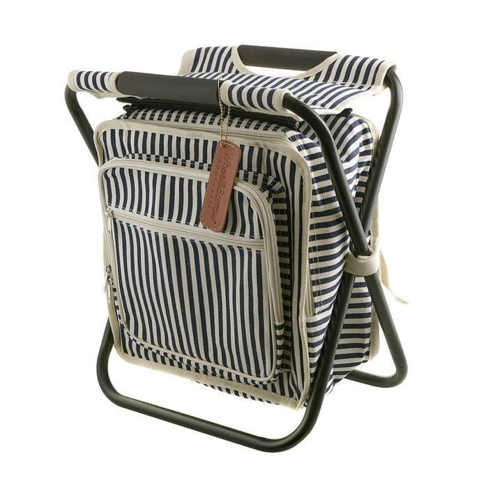 PICNIC COOLER STOOL Navy/Cream Stripe 21x10x33cm