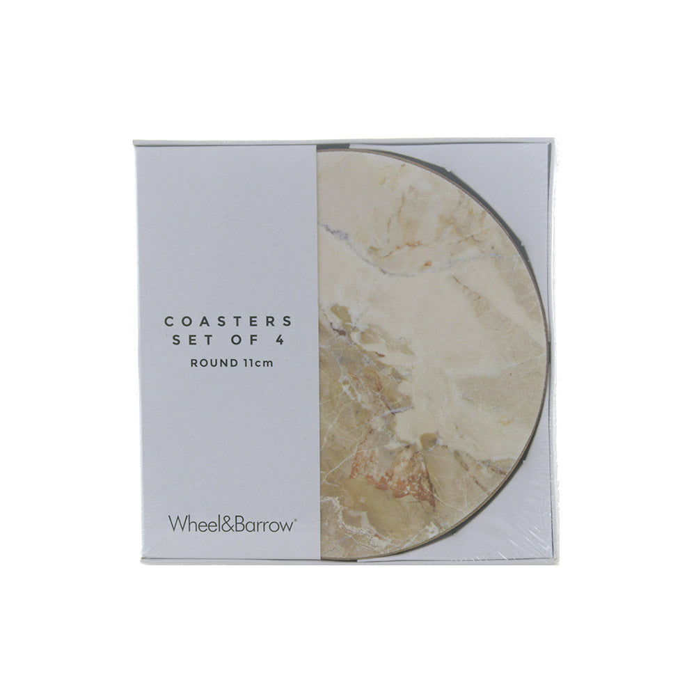 Travertine Cork Backed Round Coaster Set/4 11cm