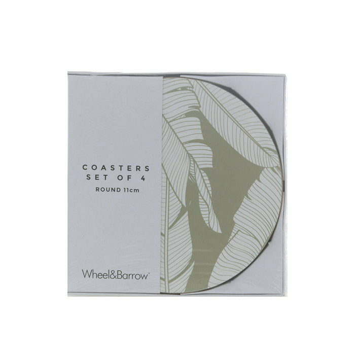 Tropical Cork Back Round Coaster Set/4 10cm