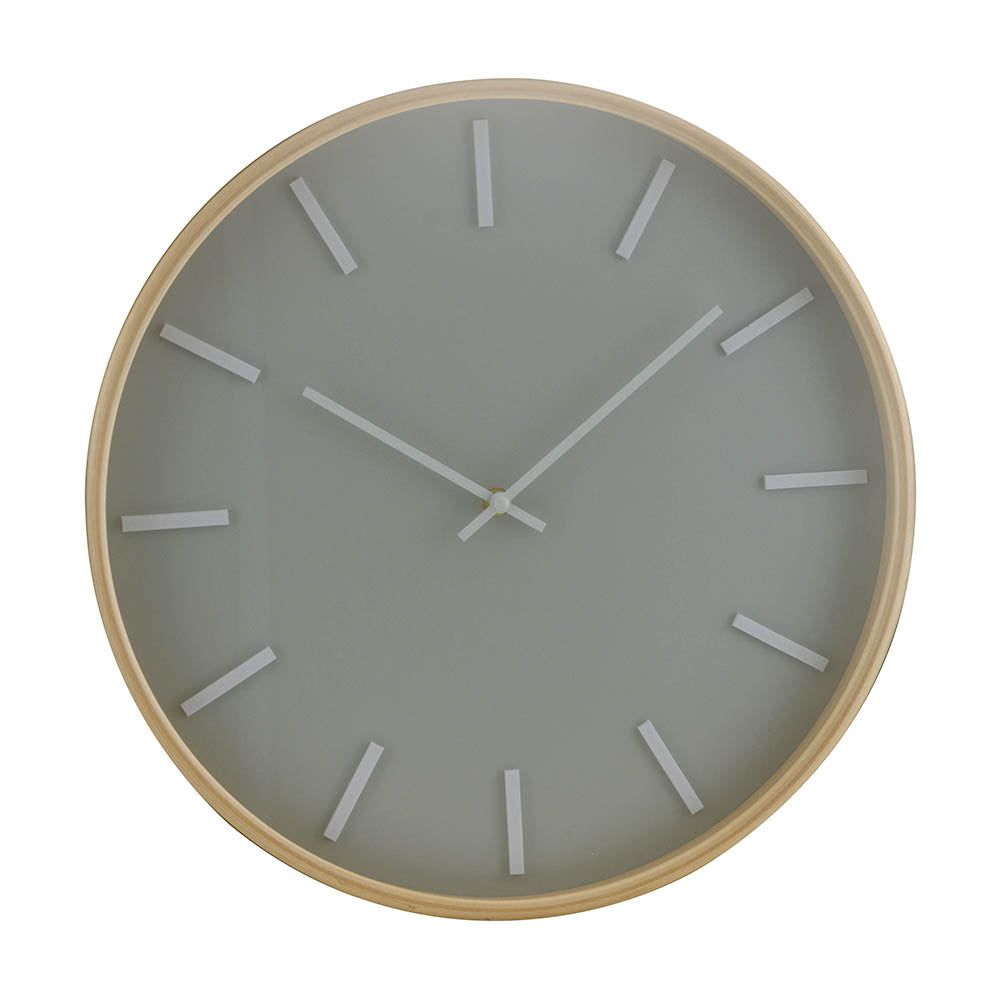 Dark Grey & Wood Wall Clock 40cm